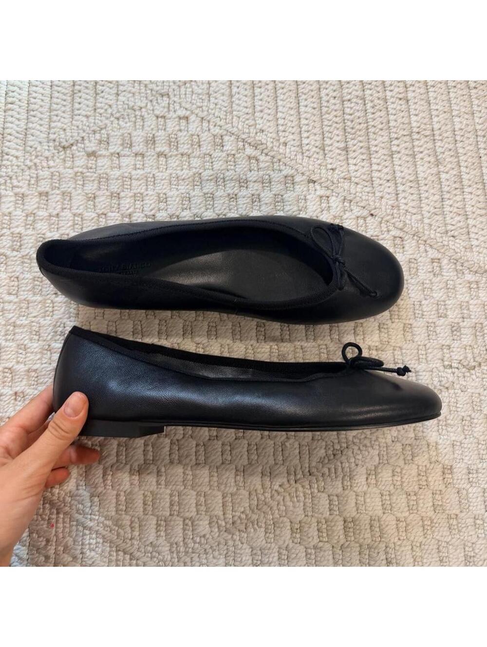 Tony Bianco Comma Ballet Flats in Black Nappa